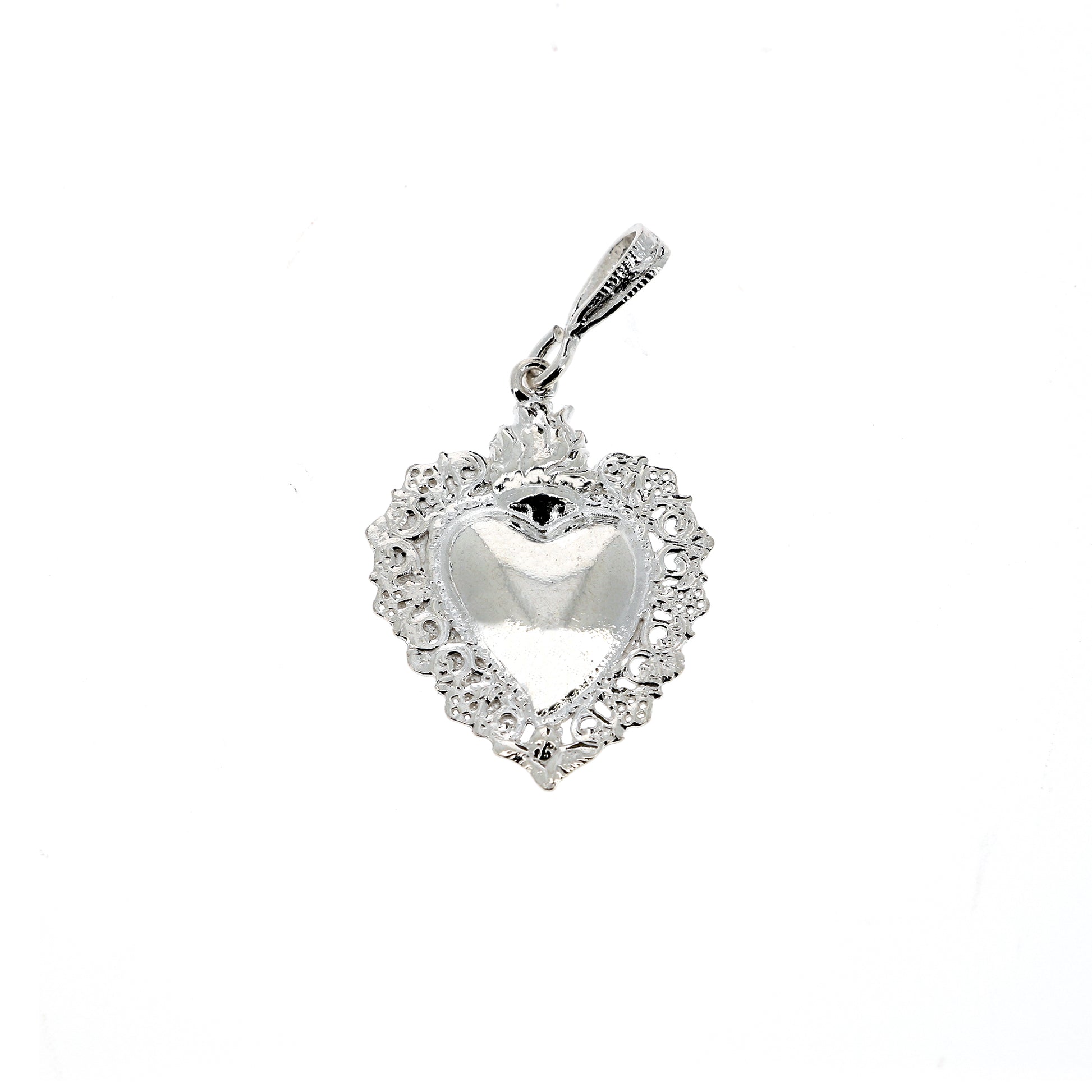 Ciondolo cuore Votivo in argento 925. Altezza 3,5 cm