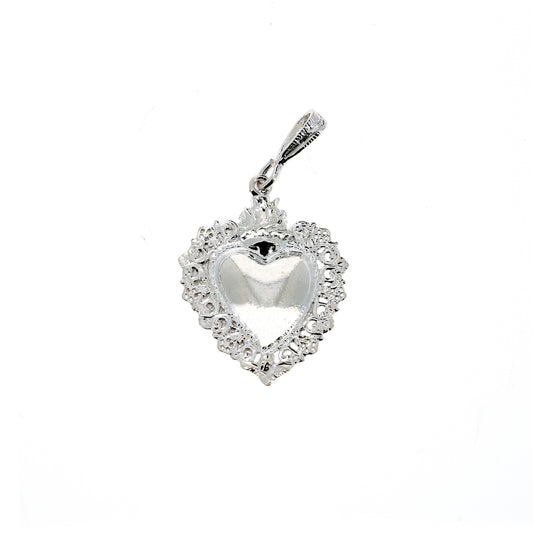 Ciondolo cuore Votivo in argento 925. Altezza 3,5 cm