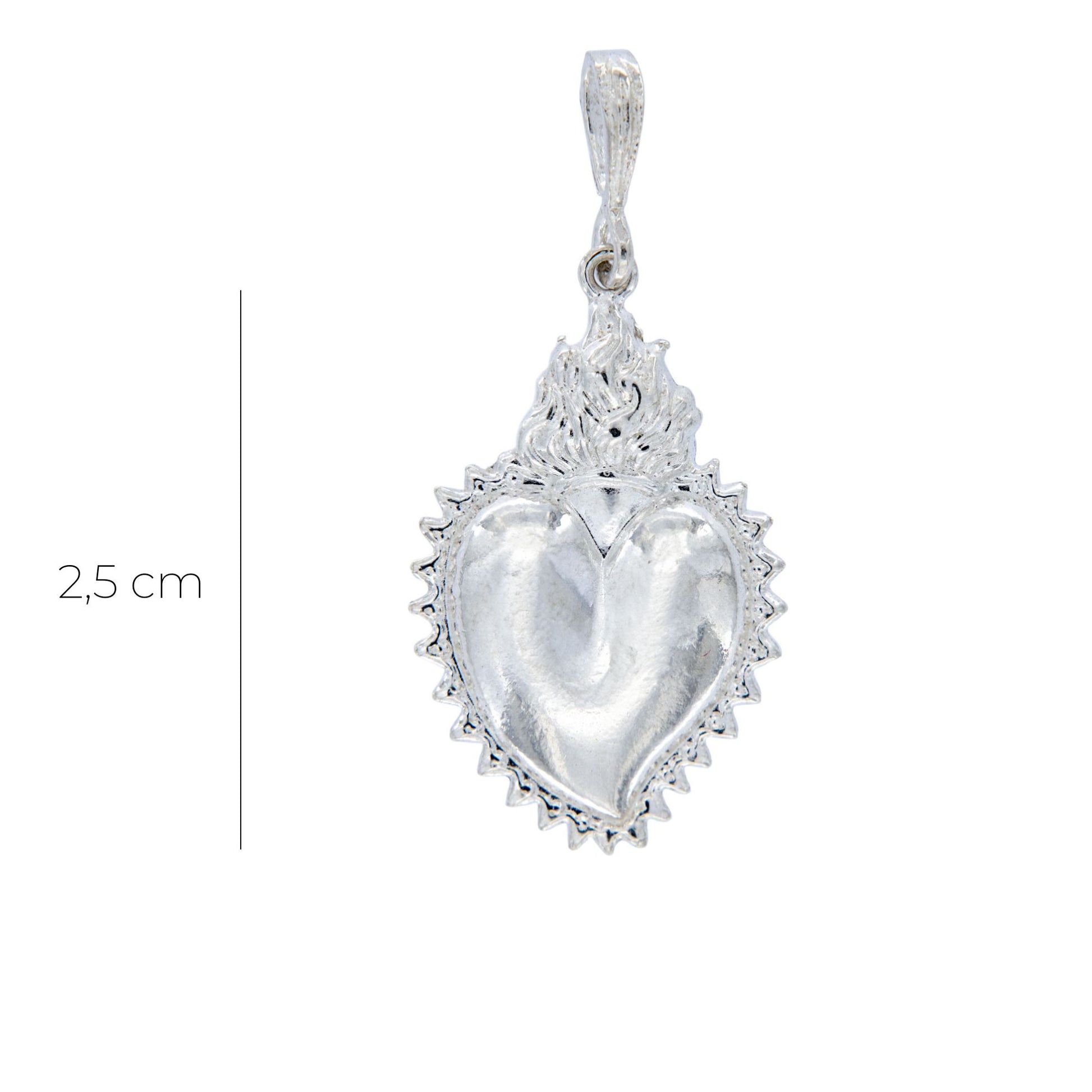Ciondolo cuore Votivo, in argento 925. Altezza 2,5 cm