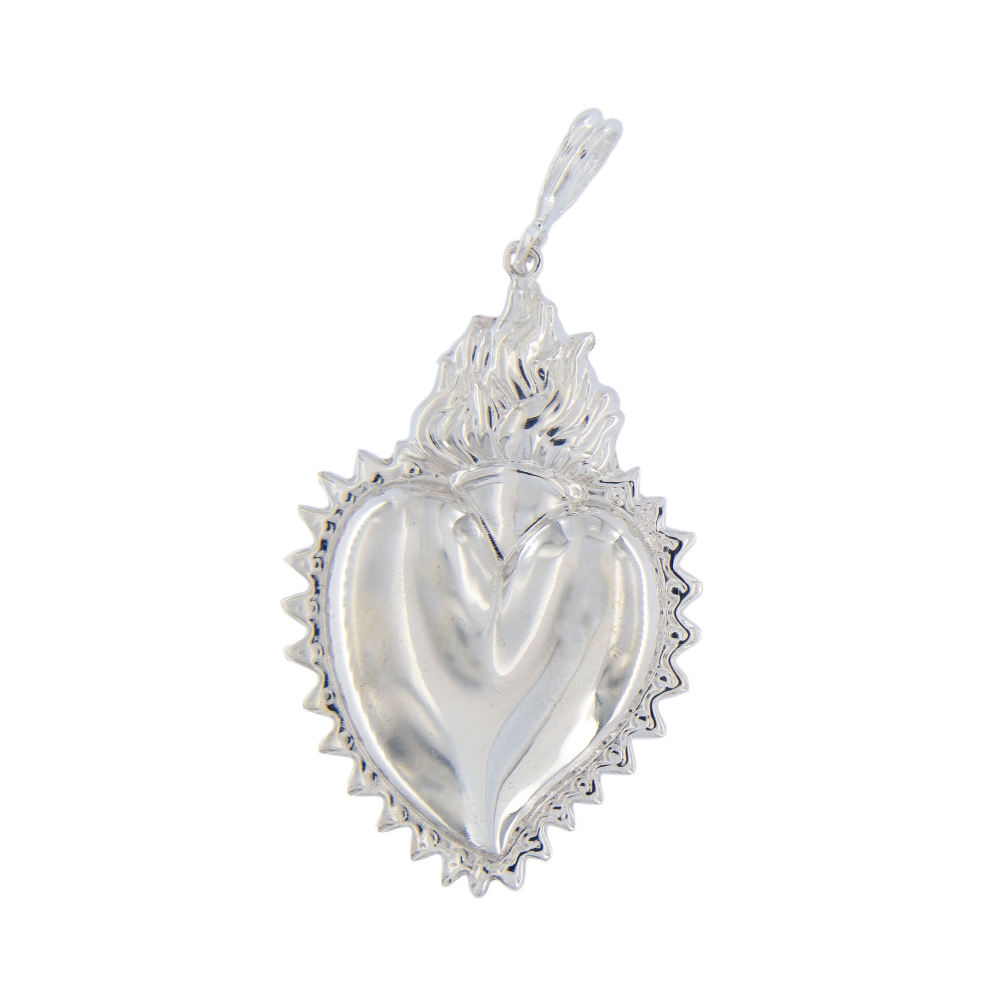 Ciondolo cuore Votivo, in argento 925. Altezza 5 cm