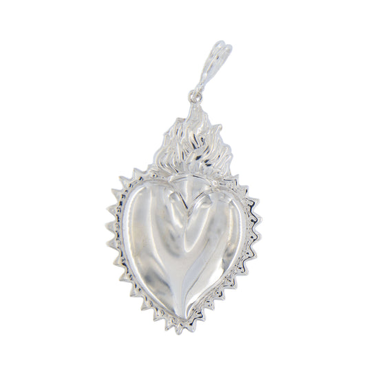 Ciondolo cuore Votivo, in argento 925. Altezza 5 cm