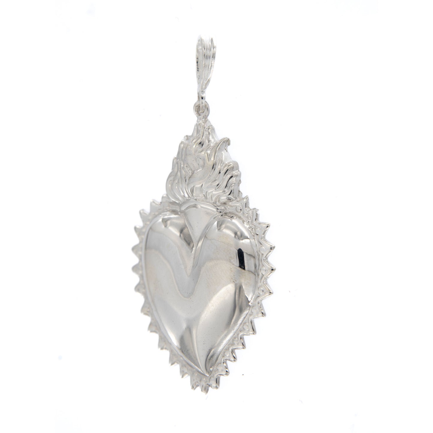 Ciondolo cuore Votivo, in argento 925. Altezza 5 cm