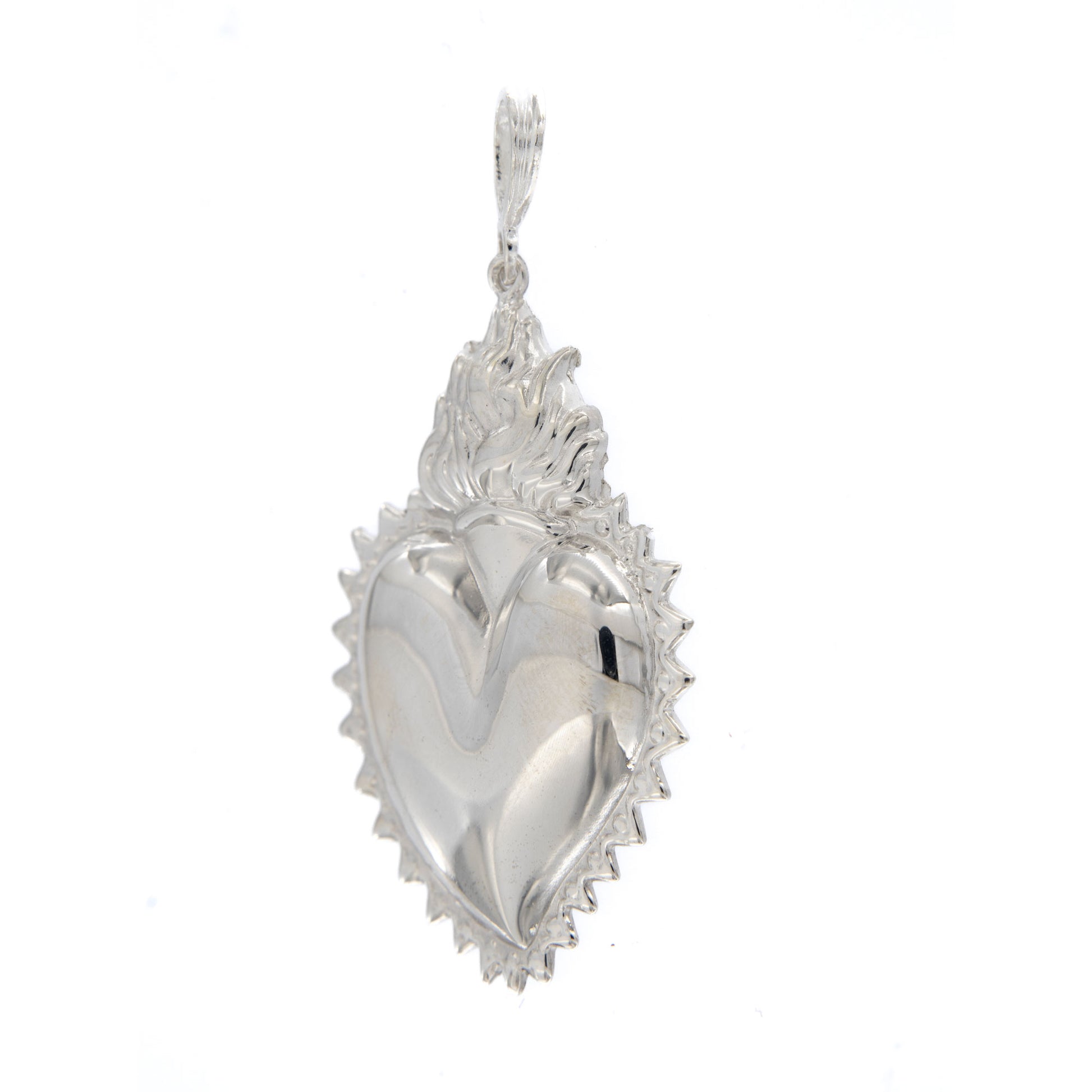 Ciondolo cuore Votivo, in argento 925. Altezza 5 cm