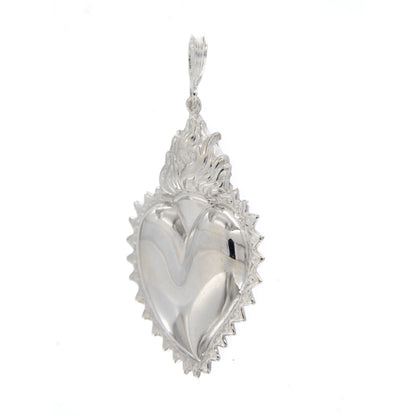 Ciondolo cuore Votivo, in argento 925. Altezza 5 cm