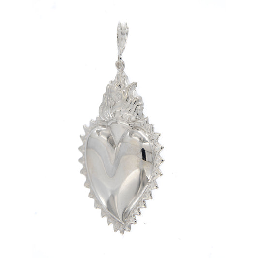 Ciondolo cuore Votivo, in argento 925. Altezza 5 cm