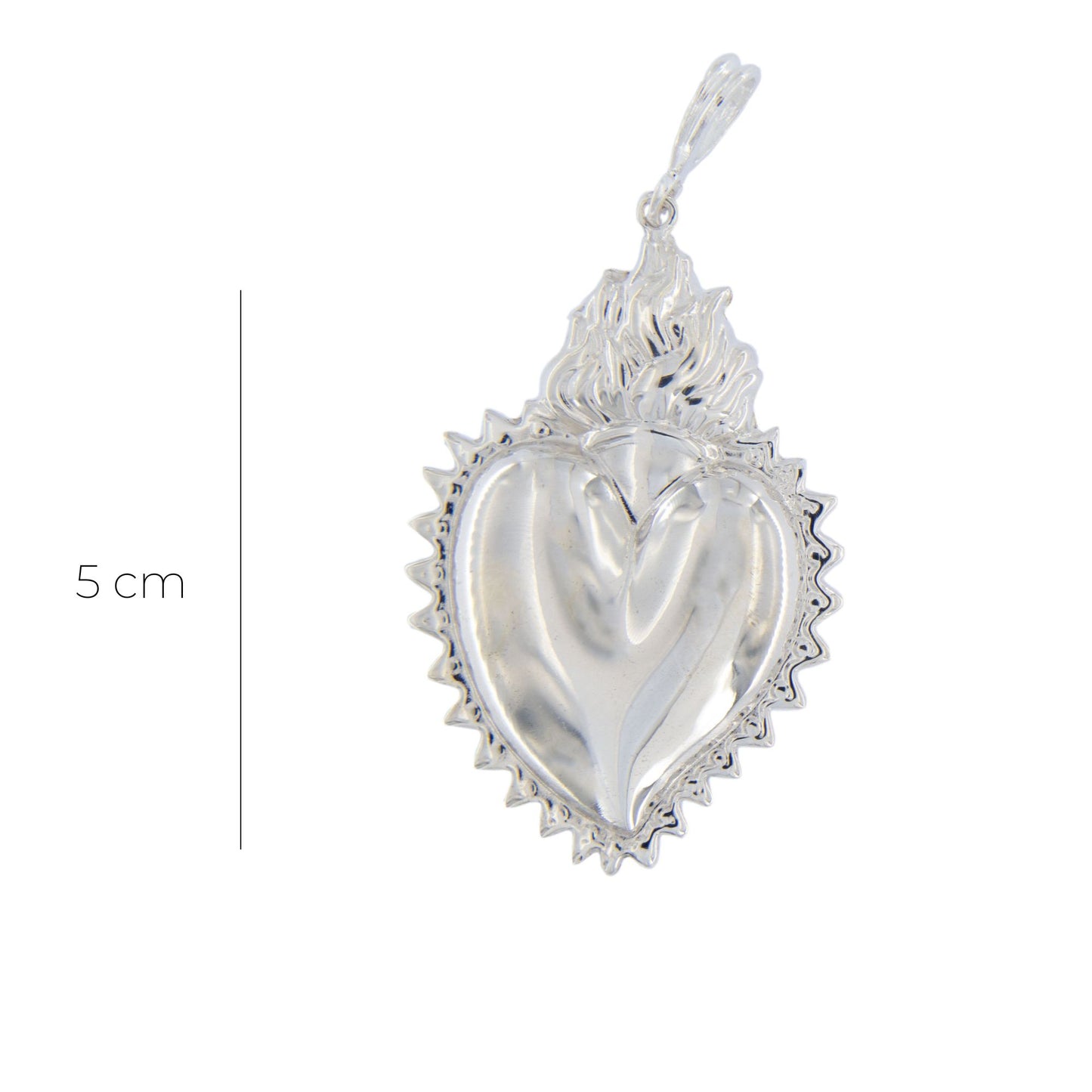 Ciondolo cuore Votivo, in argento 925. Altezza 5 cm