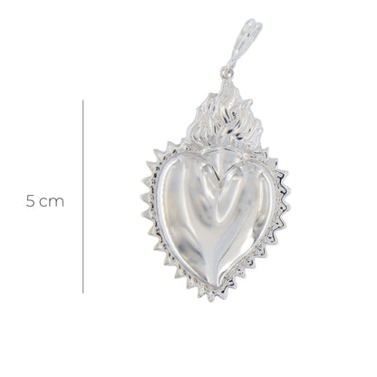 Ciondolo cuore Votivo, in argento 925. Altezza 5 cm