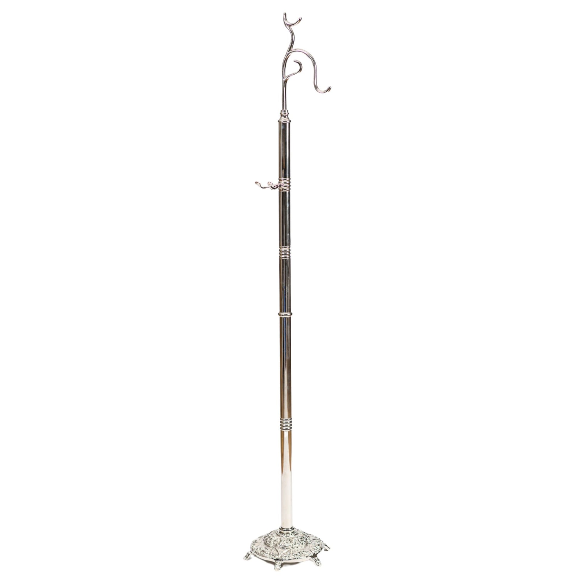 Porta turibolo in ottone nickelato. Altezza 147 cm