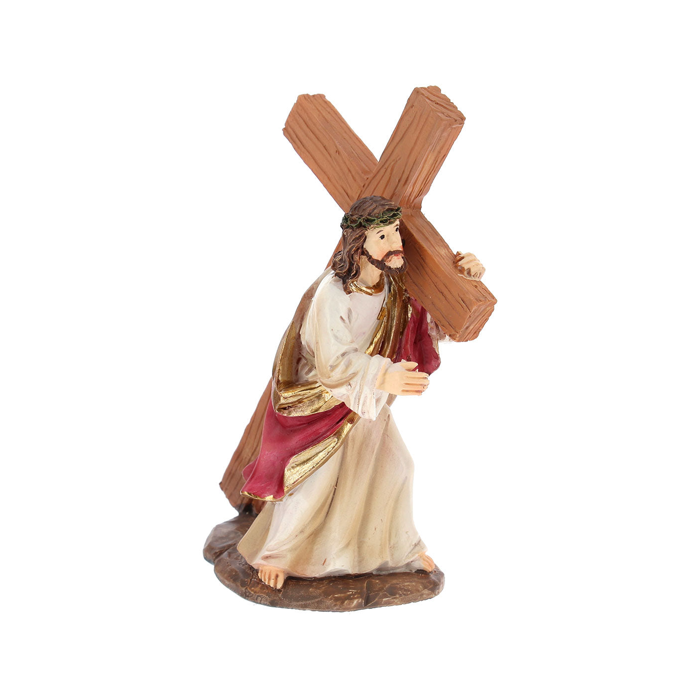 Set 4 soggetti in resina "Salita al Calvario". Altezza 8 - 10,6 cm