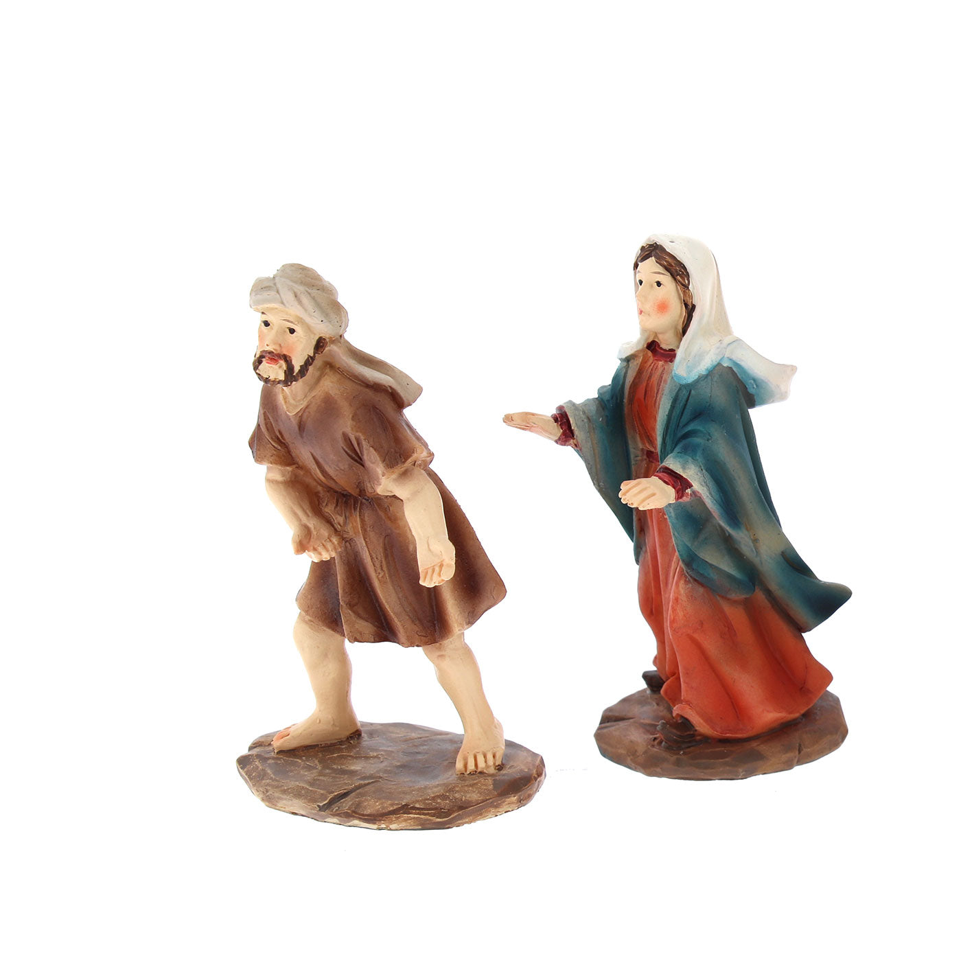Set 4 soggetti in resina "Salita al Calvario". Altezza 8 - 10,6 cm