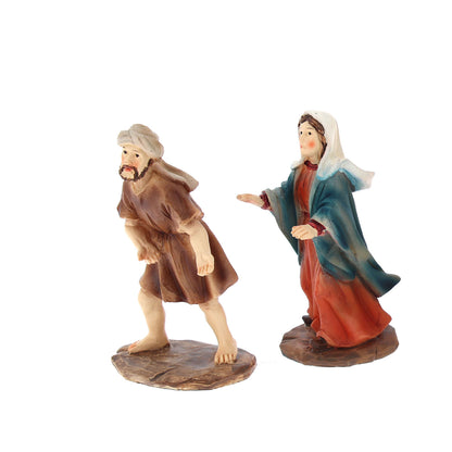 Set 4 soggetti in resina "Salita al Calvario". Altezza 8 - 10,6 cm