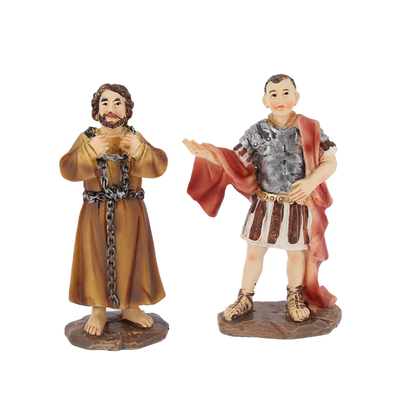 Set 4 soggetti in resina "Processo a Gesù". Altezza 8,8 - 9,5 cm