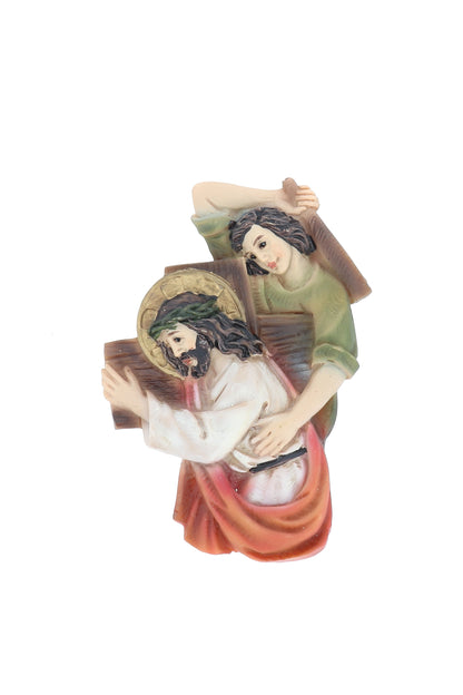 Set 14 magneti in resina  "Stazioni della Via Crucis". Altezza 8 cm