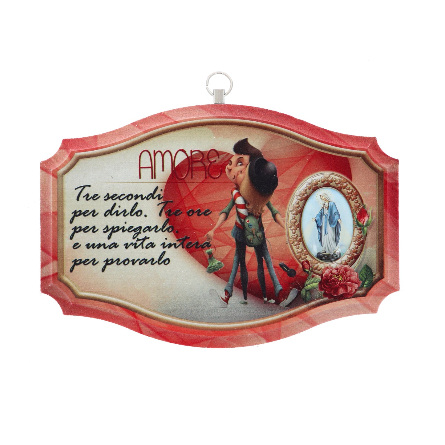 Quadro targa ?Amore" con Madonna Immacolata. Dimensioni 16x12 cm