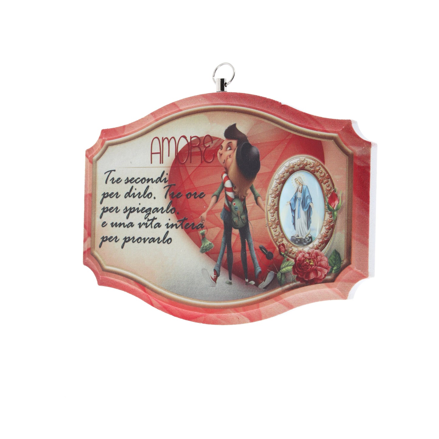 Quadro targa ?Amore" con Madonna Immacolata. Dimensioni 16x12 cm