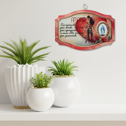 Quadro targa ?Amore" con Madonna Immacolata. Dimensioni 16x12 cm