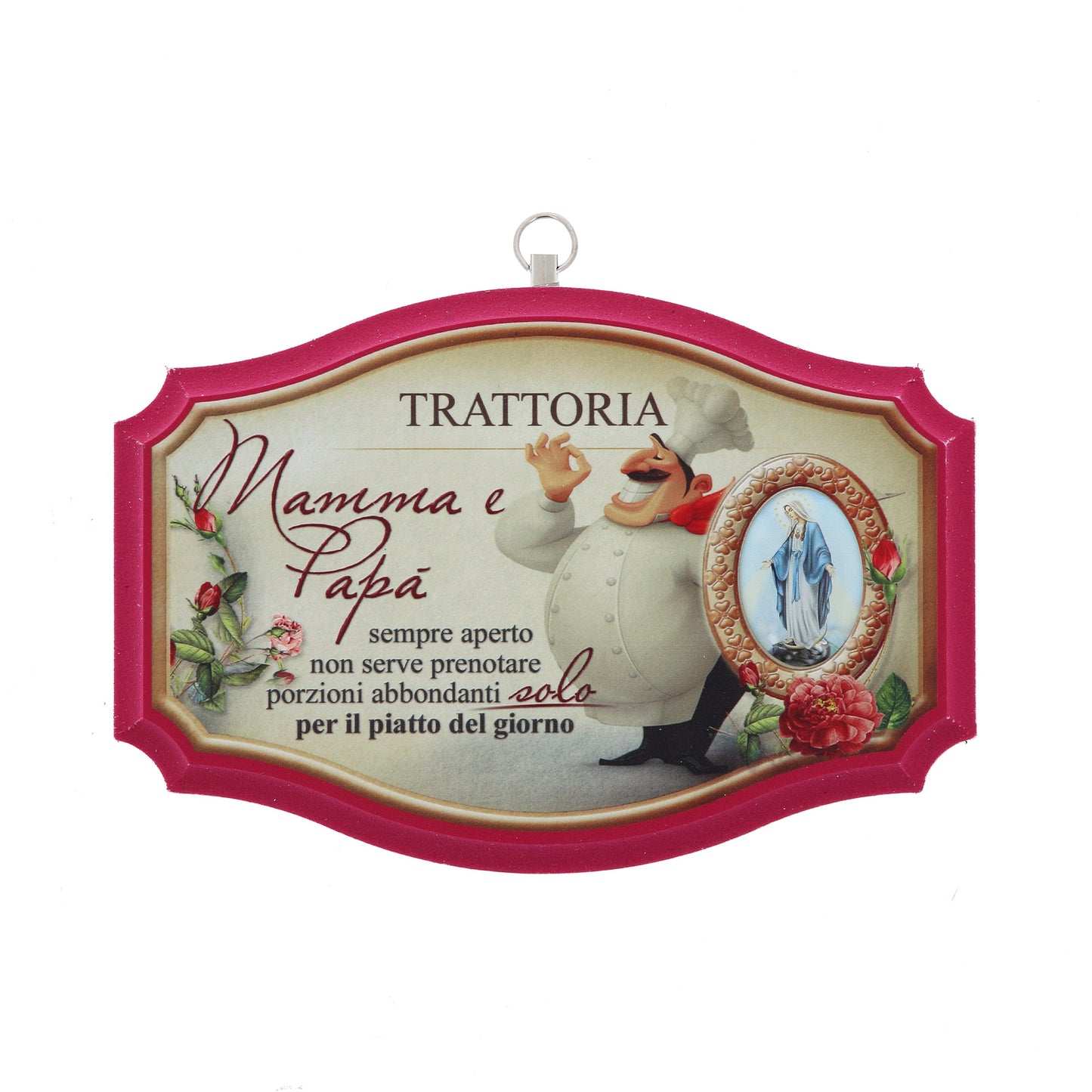 Quadro targa ?Trattoria? con Madonna Immacolata. Dimensioni 16x12 cm