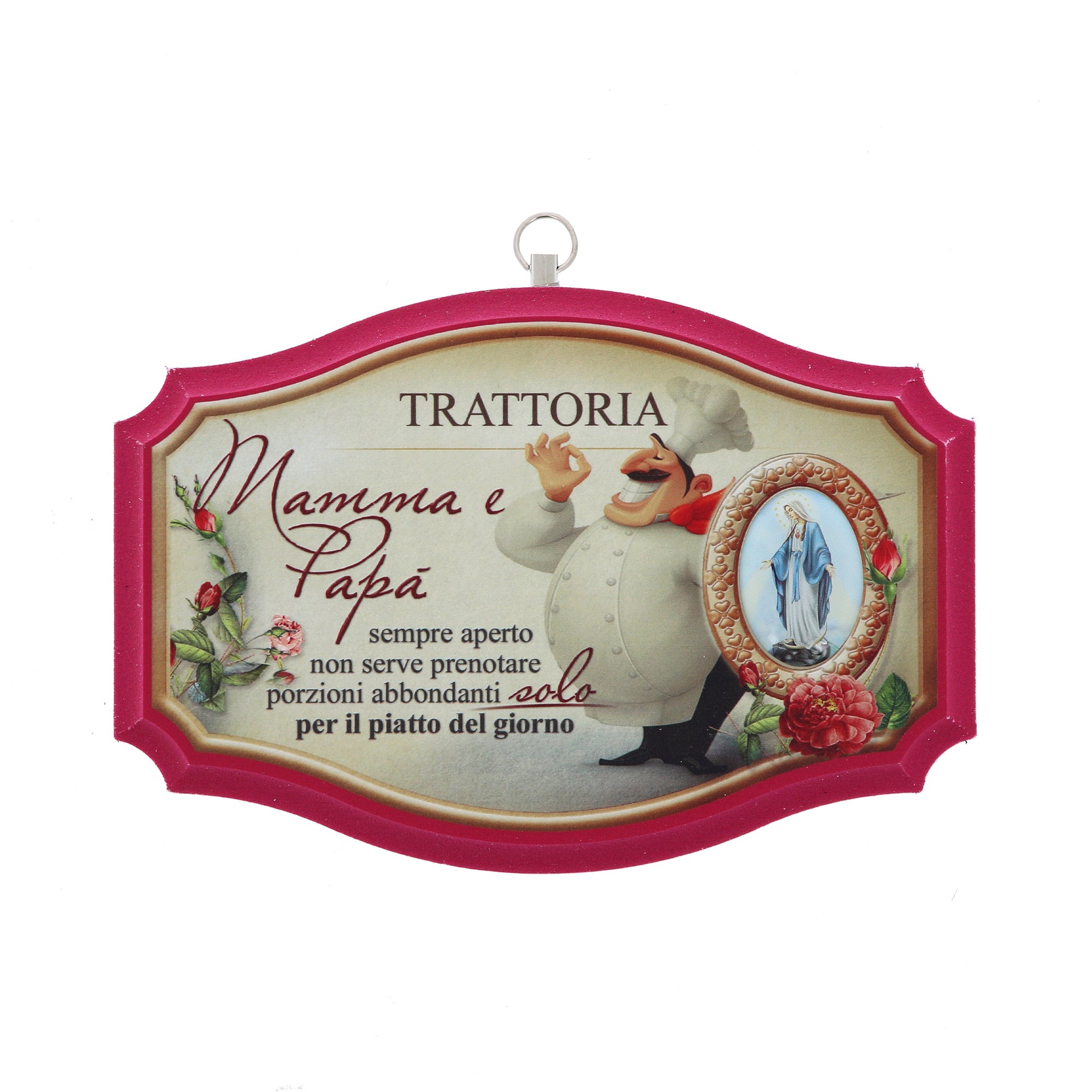 Quadro targa ?Trattoria? con Madonna Immacolata. Dimensioni 16x12 cm