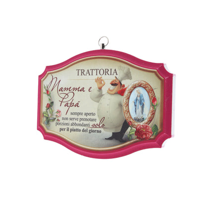 Quadro targa ?Trattoria? con Madonna Immacolata. Dimensioni 16x12 cm