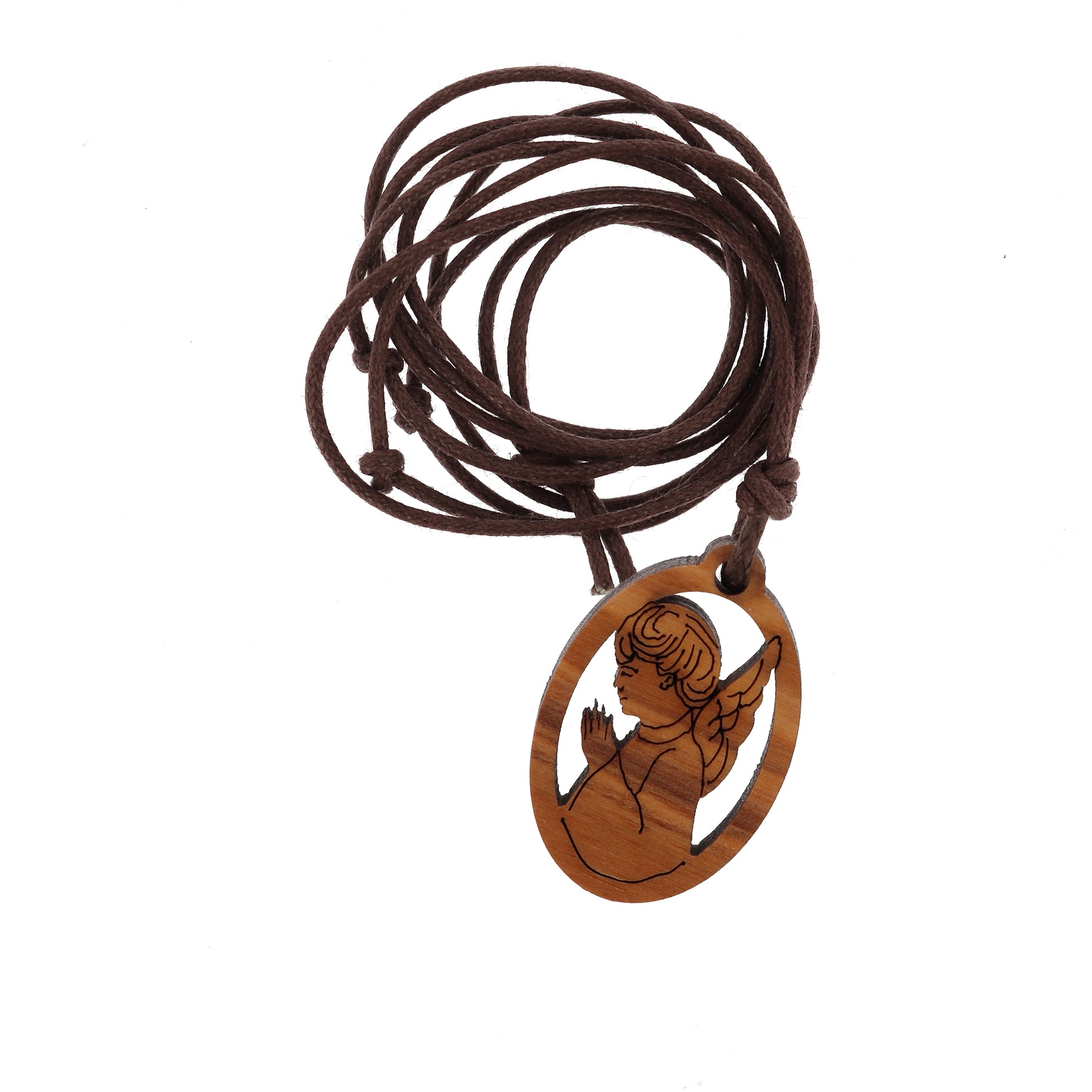Ciondolo Angelo, in legno con cordoncino 2,5 cm