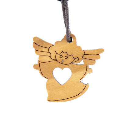 Ciondolo Angelo, in legno con cordoncino 2,5 cm