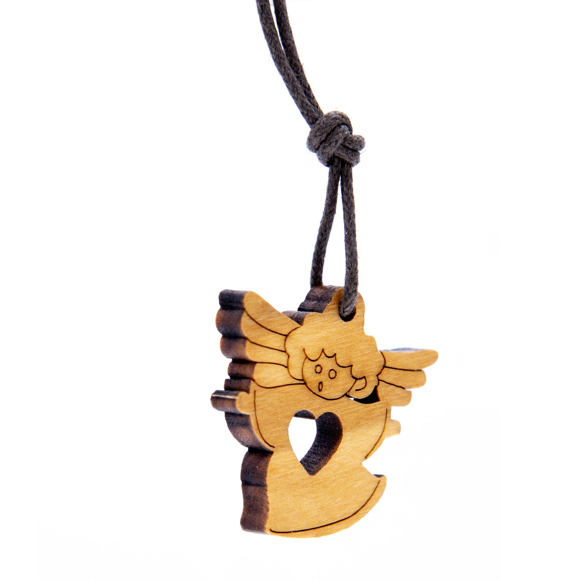 Ciondolo Angelo, in legno con cordoncino 2,5 cm