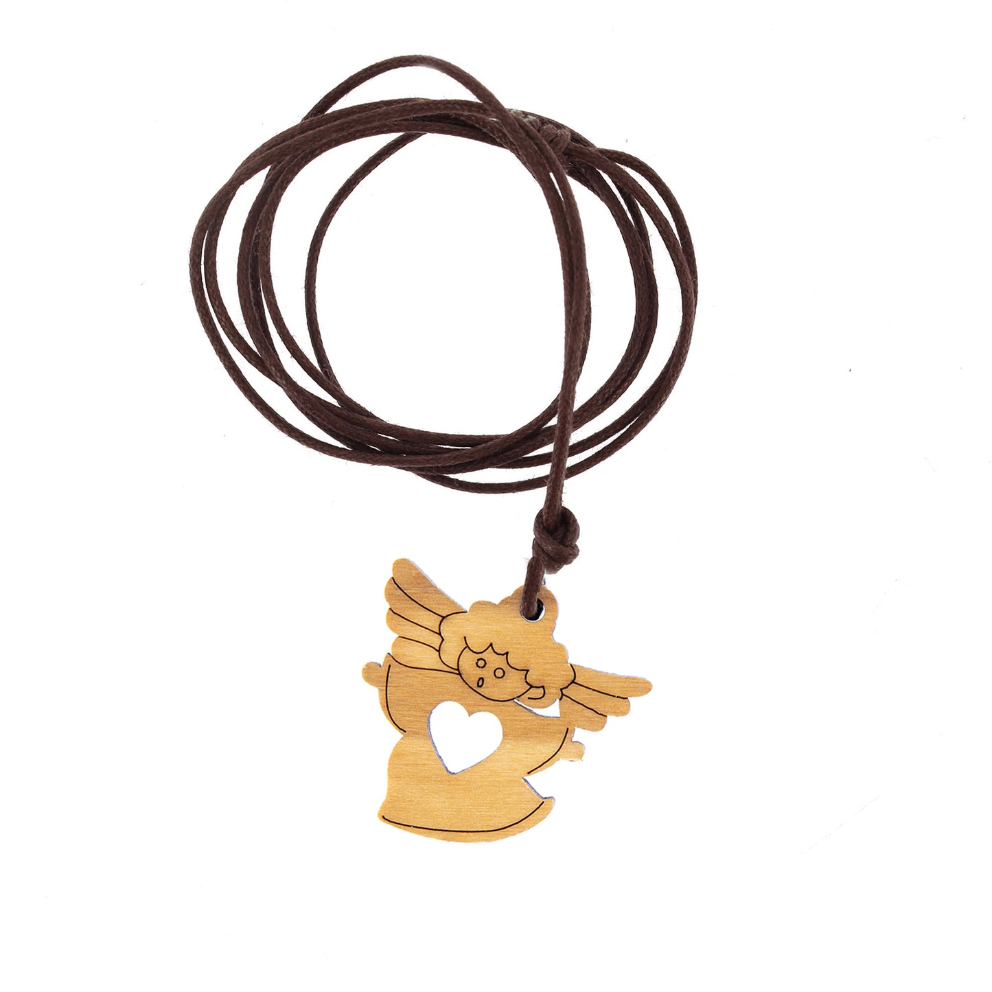 Ciondolo Angelo, in legno con cordoncino 2,5 cm