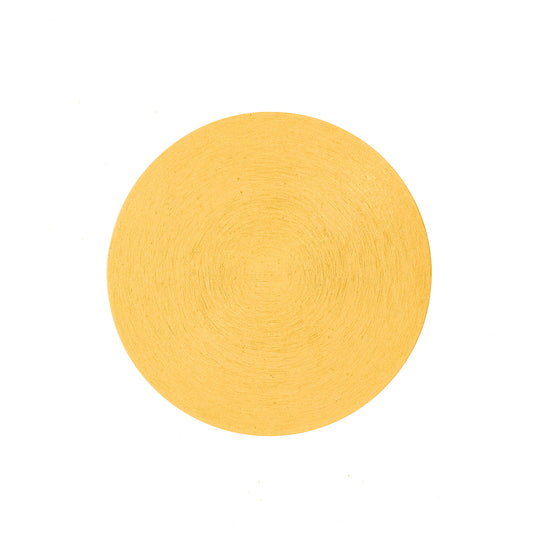 Piattino porta candela o porta lumino in alluminio dorato. Diametro 12 cm