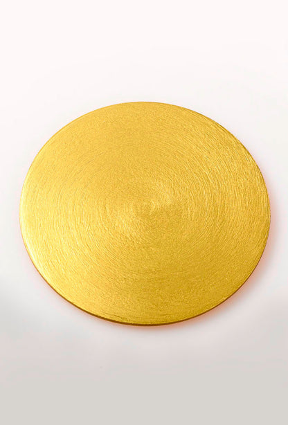Piattino porta candela o porta lumino in alluminio dorato. Diametro 12 cm