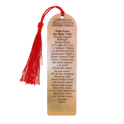 Segnalibro Gesù Misericordioso in carta plastificata con fiocco colorato. Dimensioni 4x14 cm