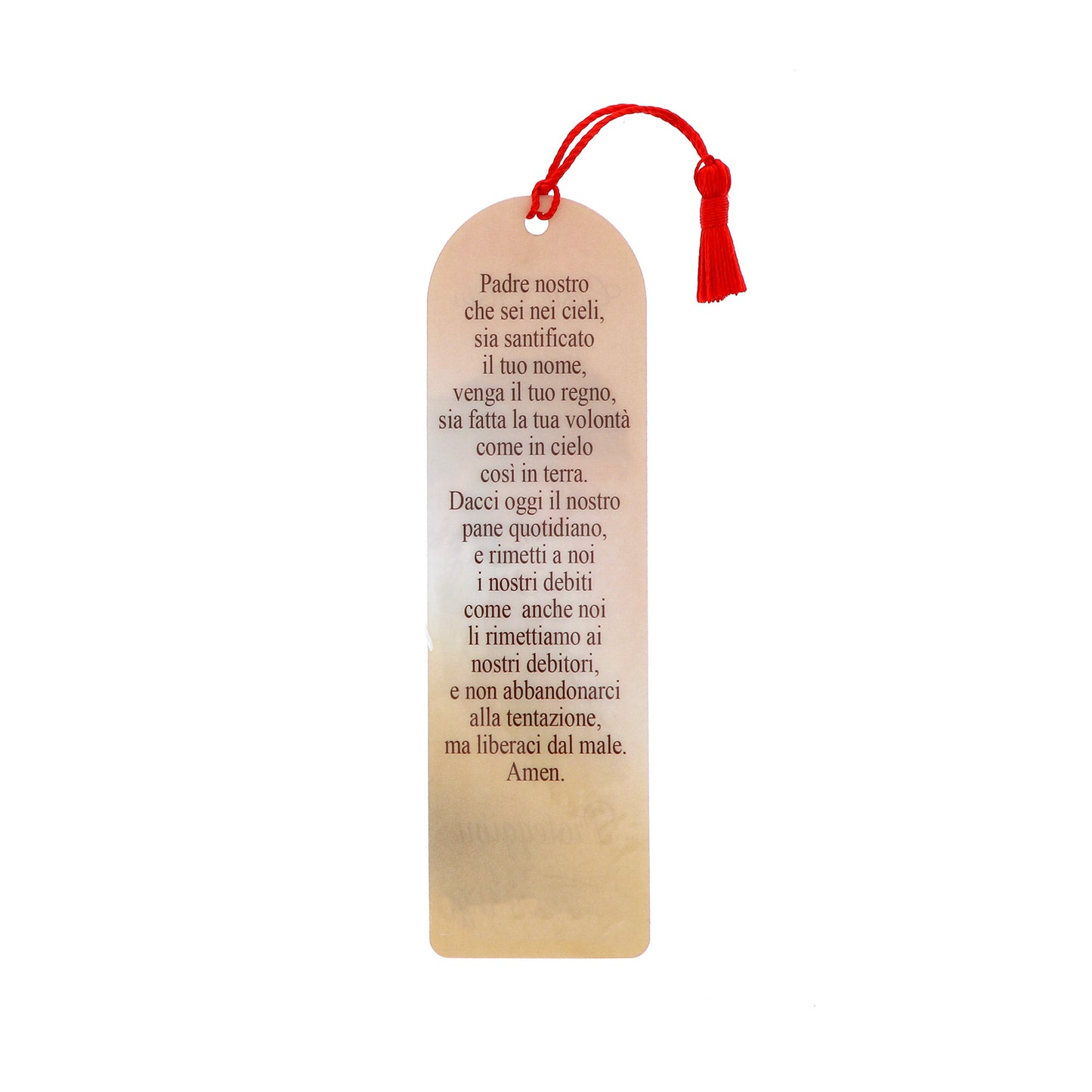 Segnalibro Gesù che prega in carta plastificata con fiocco colorato. Dimensioni 4x14 cm