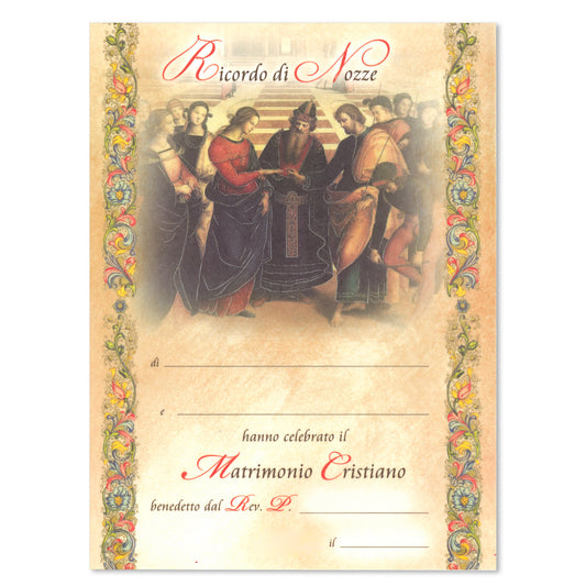 Diploma in carta pergamena per Matrimonio. Dimensioni 18x24 cm