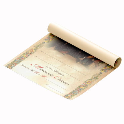 Diploma in carta pergamena per Matrimonio. Dimensioni 18x24 cm