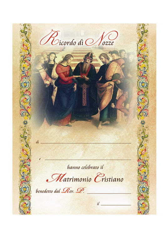 Diploma in carta pergamena per Matrimonio. Dimensioni 18x24 cm