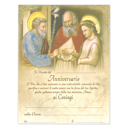 Diploma in carta pergamena per Anniversario di Matrimonio. Dimensioni 18x24 cm