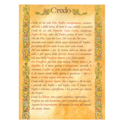 Diploma in carta pergamena Credo. Dimensioni 18x24 cm