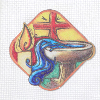 Sacchetto in juta con simbolo applicato. Dimensioni 9x12 cm