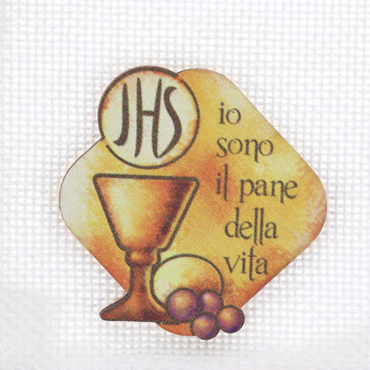 Sacchetto in juta con simbolo applicato. Dimensioni 9x12 cm