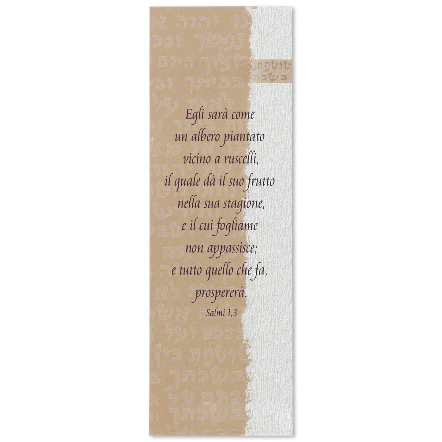 Segnalibro della Parola plastificato con soggetto in legno. Dimensioni: 4x17 cm