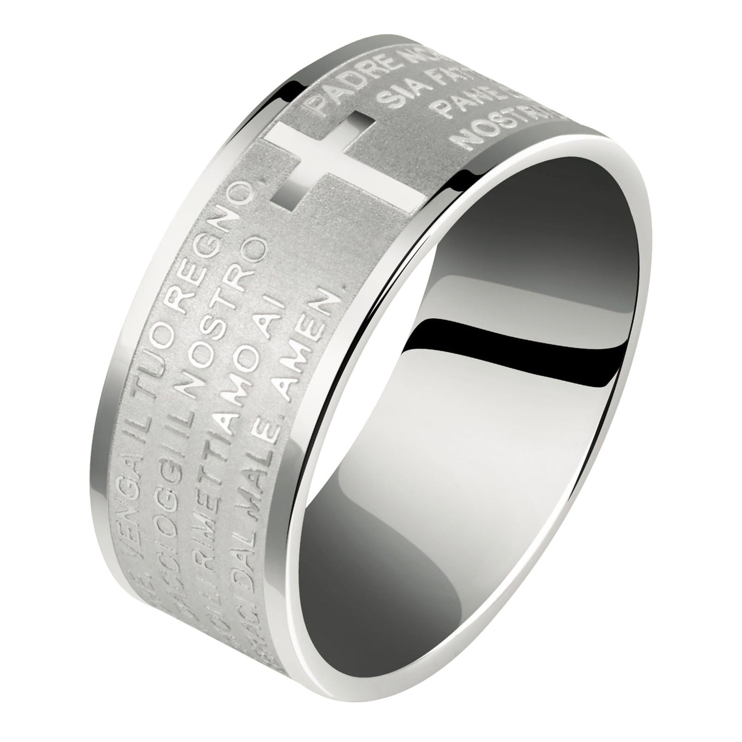 Anello Padre Nostro in acciaio
