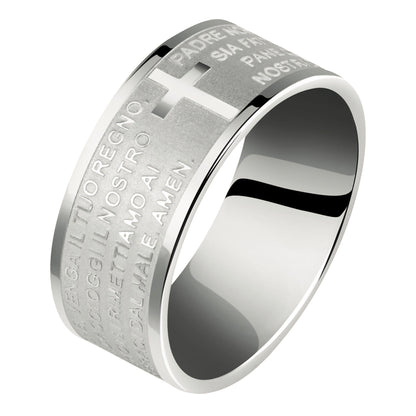 Anello Padre Nostro in acciaio