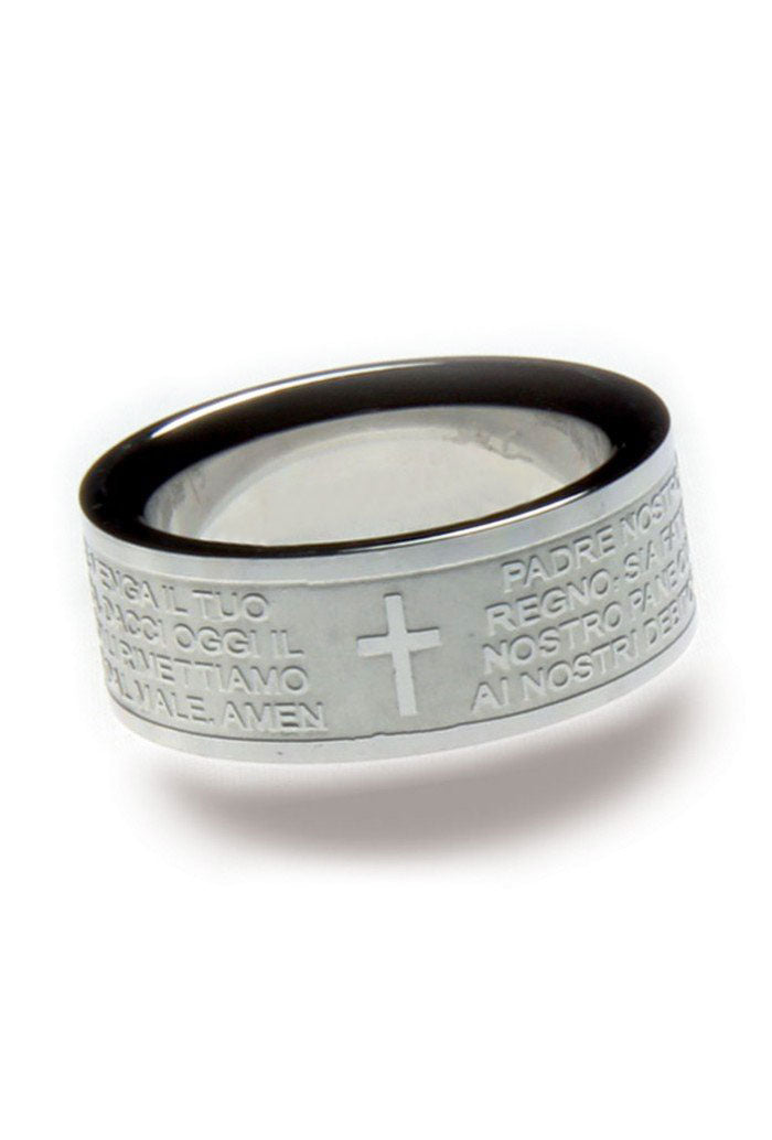 Anello Padre Nostro in acciaio