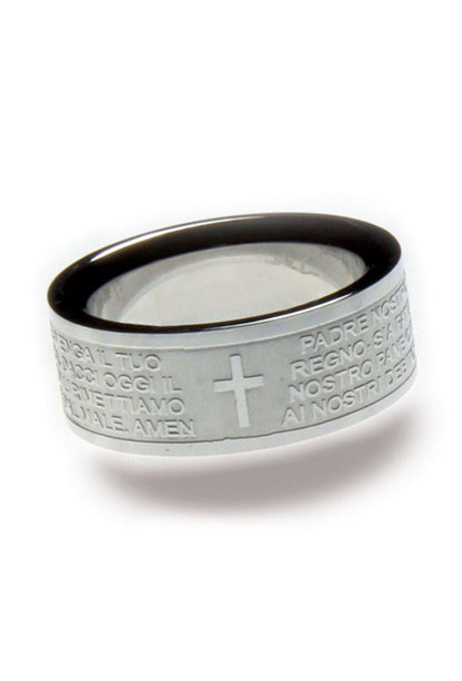 Anello Padre Nostro in acciaio