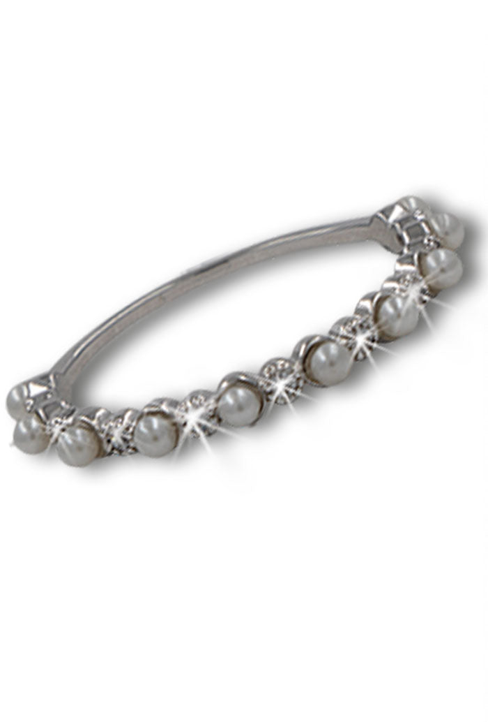 Anello decina in acciaio con perline e strass