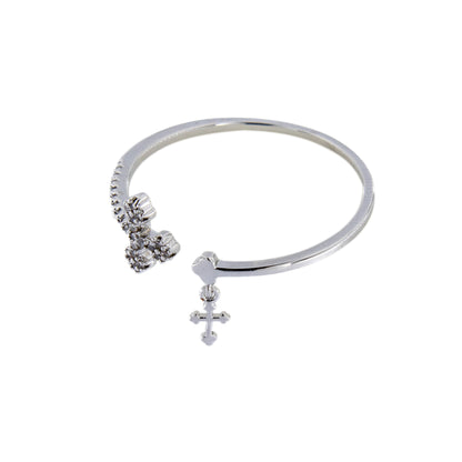 Anello in acciaio con croce pendente e strass