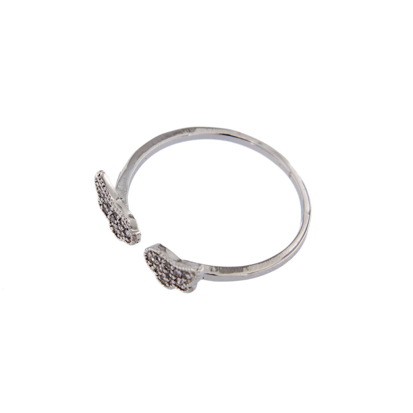 Anello in acciaio con ali e strass
