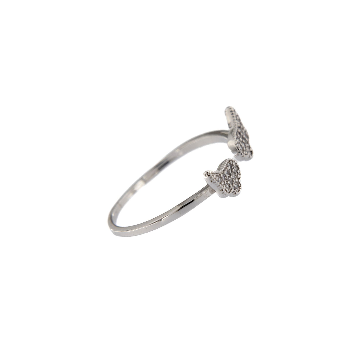 Anello in acciaio con ali e strass