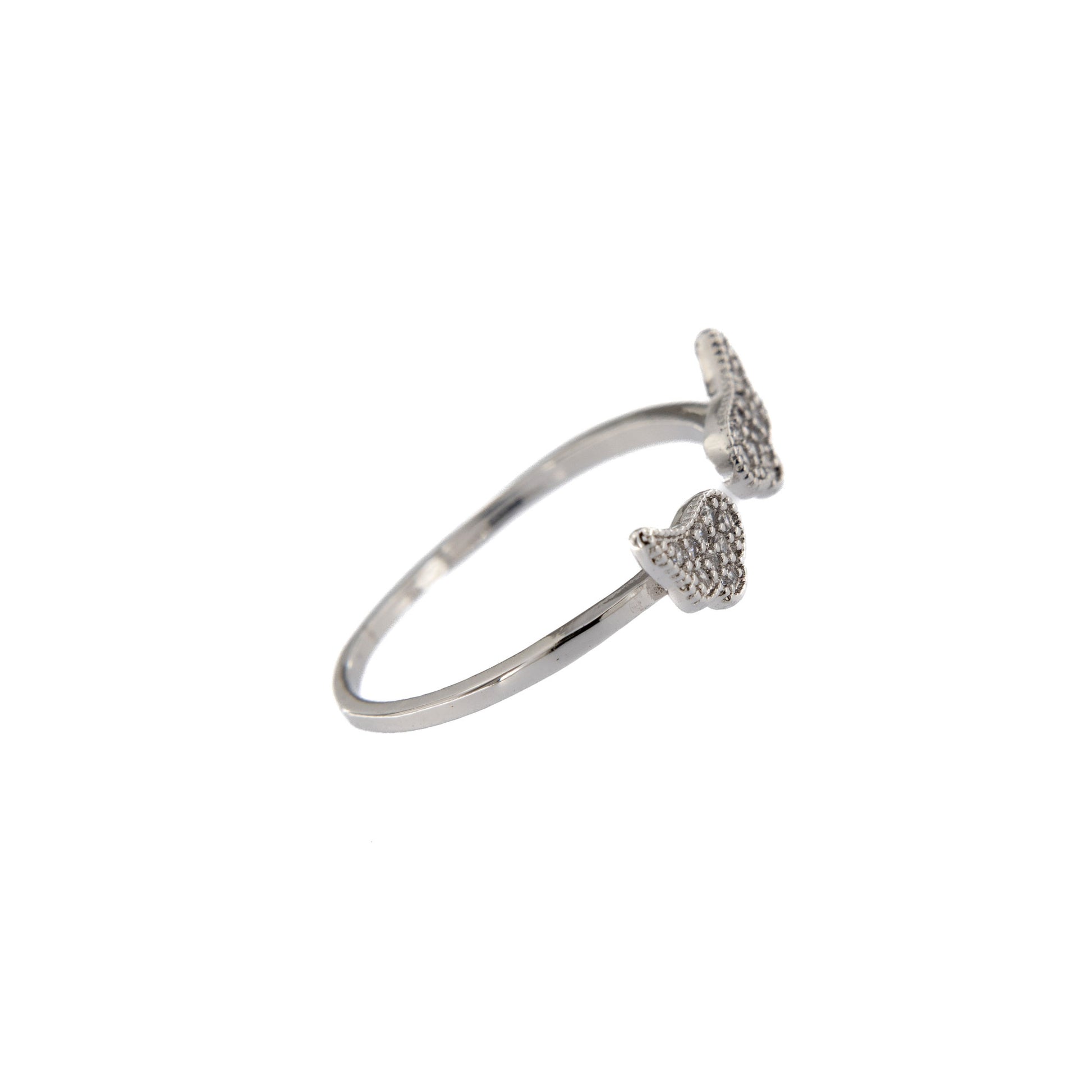 Anello in acciaio con ali e strass