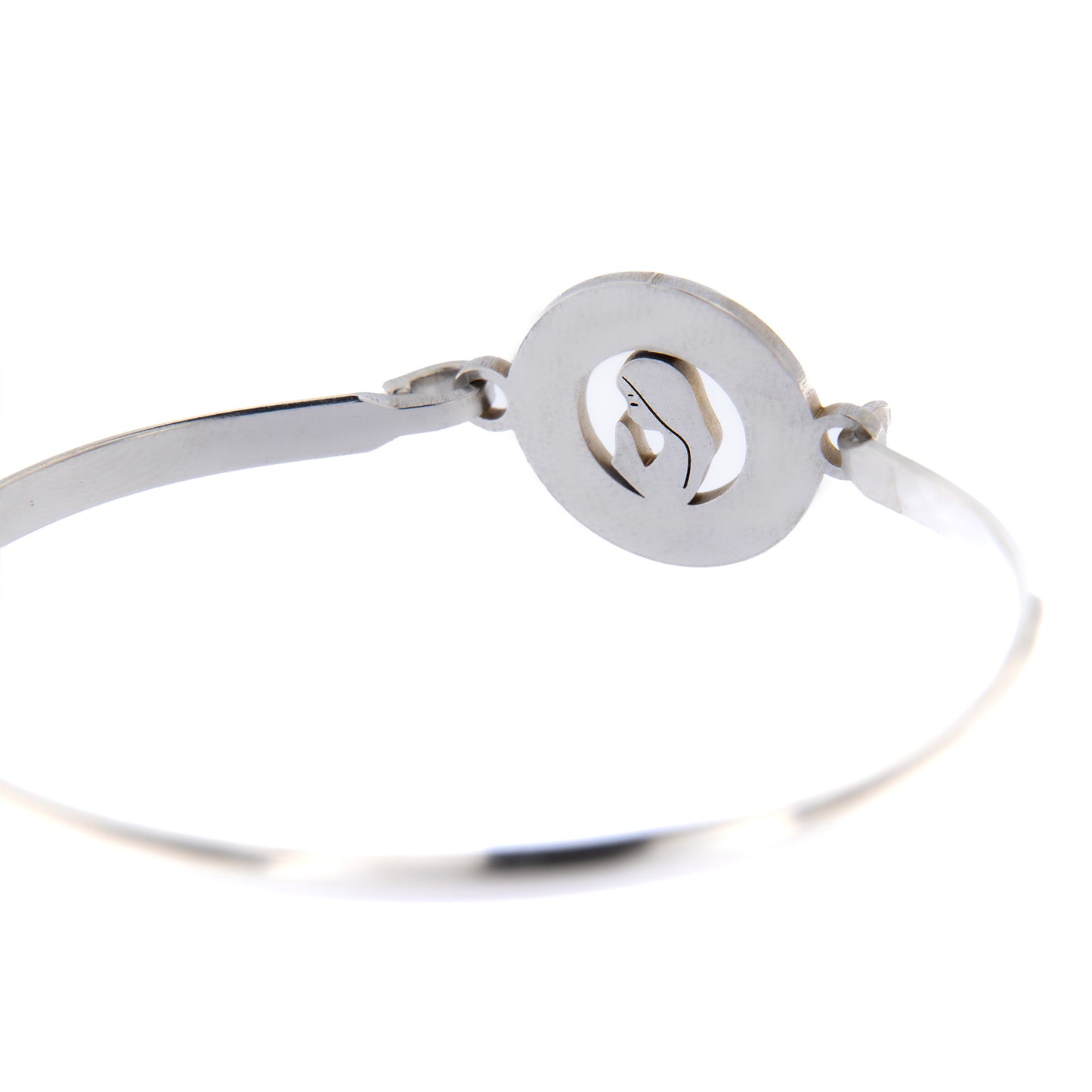 Bracciale rigido in acciaio Madonna con strass. Dimensioni 5x6 cm