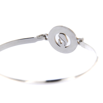 Bracciale rigido in acciaio Madonna con strass. Dimensioni 5x6 cm